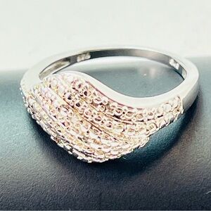 Sterling Silver Wave Ring Signed Statement Ring Size 8.75